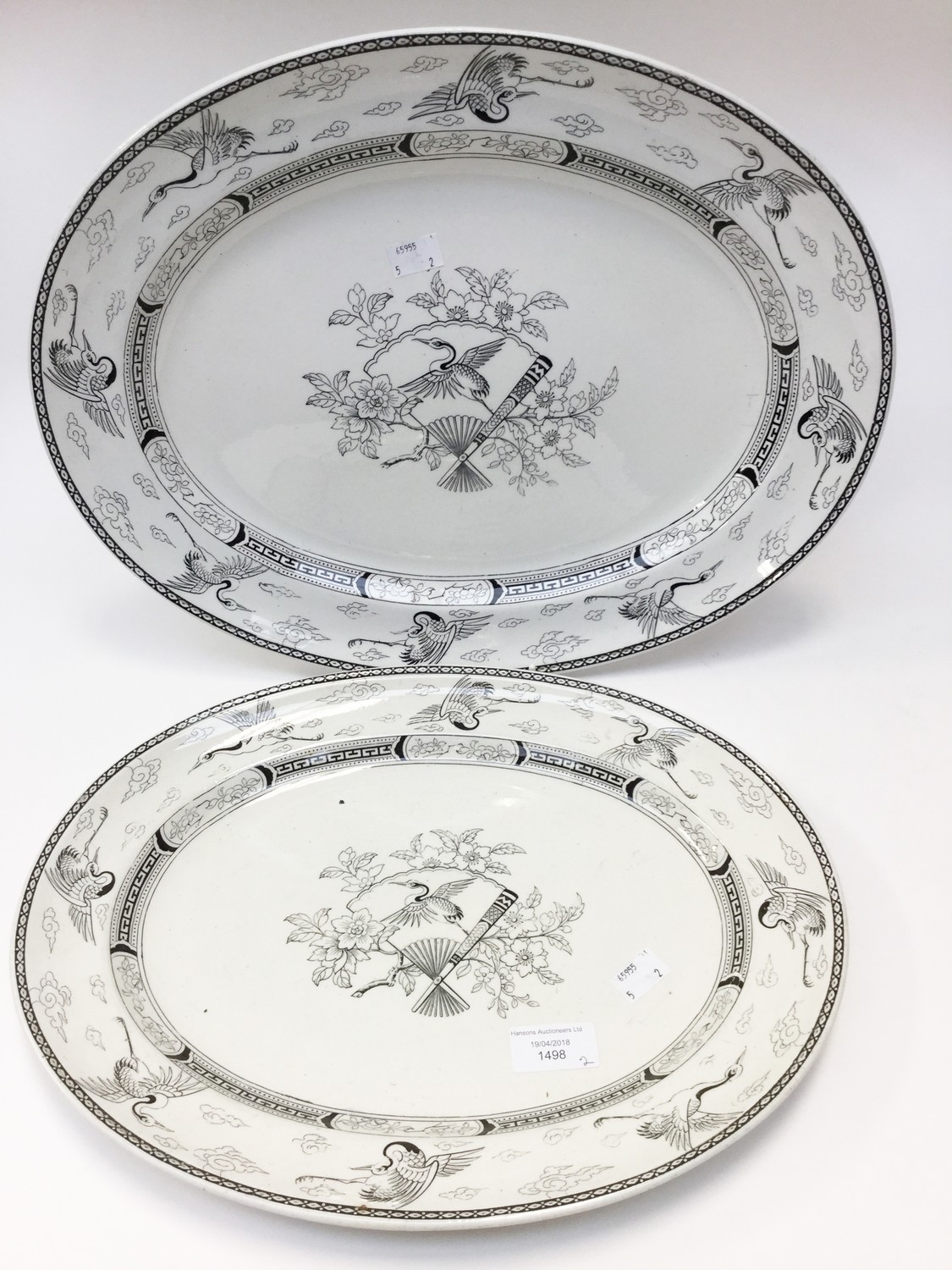 A pair of graduated late 19th Century oval Minton meat platters,