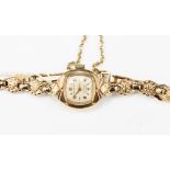 9ct gold watch ladies version Rotary, circa 1940's, with a fancy link bracelet,