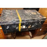 An early 20th Century metal travelling trunk,