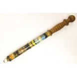 A Truncheon painted and printed with Coat of Arms and Surrey (later brass mount)