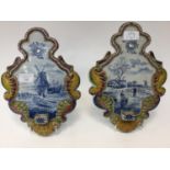 19th Century Dutch Delft candle wall sconces (2)