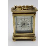 Rare brass-cased carriage clock with Chamois Le Leune, 18th Century verge movement,