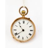 A late 19th Century ladies 14k gold cased open faced fob/pocket watch,