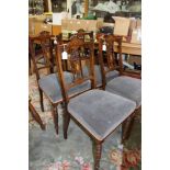 A set of four Victorian rosewood inlaid parlour chairs (4)