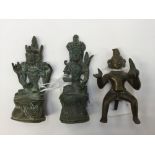 Three early 20th Century Indian bronze deity figures