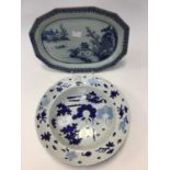 A blue and white, circa 18th Century bowl, together with an early 19th Century, circa 1810,