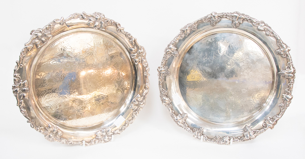 Two George II-style silver plated salvers,