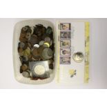 A box of World coins with Princess Diana stamp covers x two