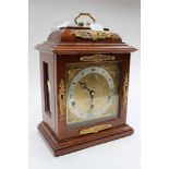 Cope Nottingham eight day mahogany mantle clock, silvered dial,