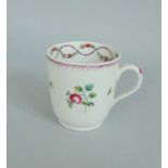 A Rare Staffordshire Factory X A & E Keeling Polychrome Coffee Cup With the 'Newhall Style'