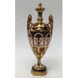 A Crown Derby 1128 Imari twin handled urn and cover,