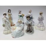 Seven Coalport figurines: Summer Daydream, Topaz, The Boy, Lavender Sweet Lavender,