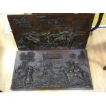 ***PLEASE NOTE AMENDED GUIDE*** A pair of Dutch 19th century oak relief work panels depicting farm