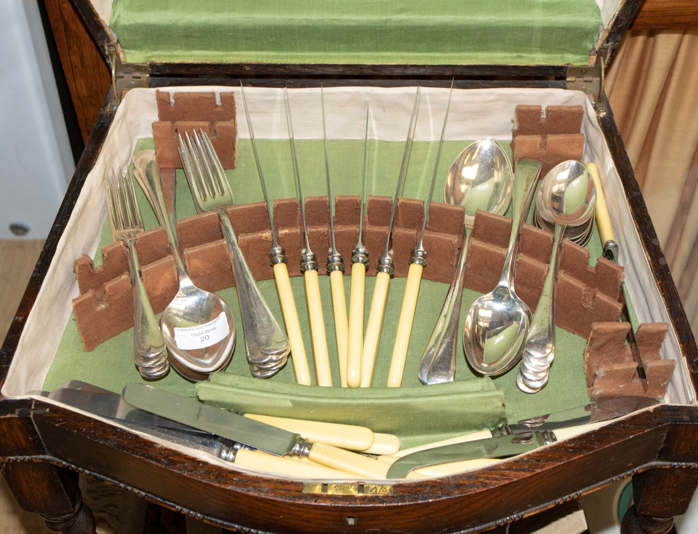 A canteen of cutlery having barley twist legs, with further flatware,