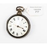 A heavy pocket watch with casing both silver, Birmingham 1870s, approx date letter not clear,