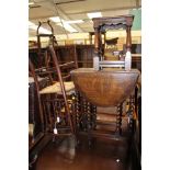 An early 20th Century oak gateleg table, a small oak stool,