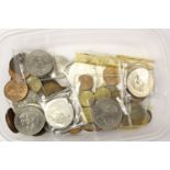 A plastic box of Coin includes George 3rd Crown (worn)