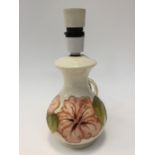 A Moorcroft Hibiscus table lamp, baluster form,