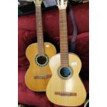 Two guitars - one by Santiago with mother of pearl inlay, other by BM Clasico,