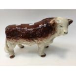 A large ceramic Hereford bull