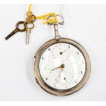 John Wood, Liverpool, a George III silver pair case pocket watch, 4.