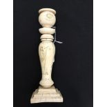 Masonic Interest: A turned and carved ivory candlestick, 19th Century,