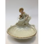 A Worcester pot pourri bowl mounted with a maiden and basket