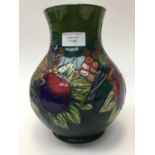 A Moorcroft bulbous vase, finches, unusually predominantly green,