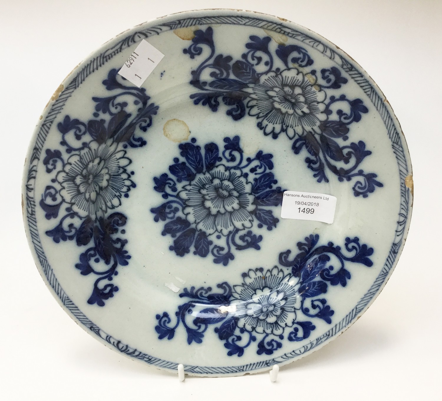 Dutch Delft blue and white plate,