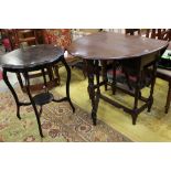 A late Victorian oak gateleg table, together with an Edwardian ebonised occasional table,