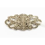 A silver and marcasite double clip brooch