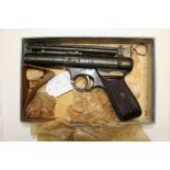 Webley Senior .22 Air Pistol in original cardboard box. Serial number S17758.