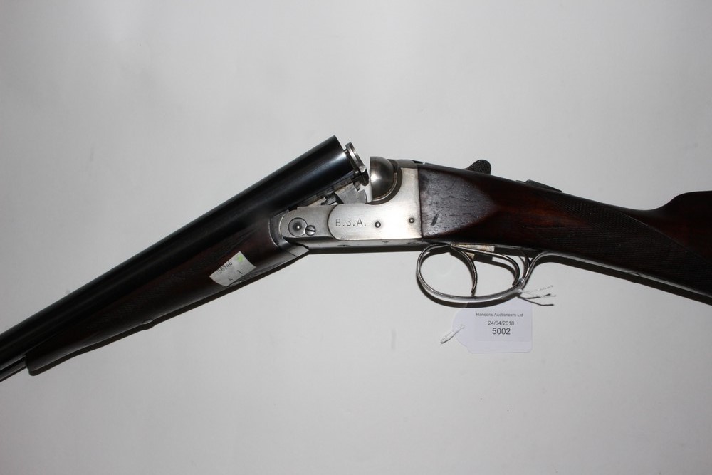 BSA 12 bore Side by Side Shotgun. 30 inch barrels. Serial number 10647.