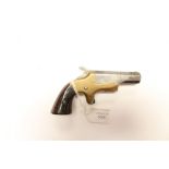 A Brass Framed .41 cal rimfire Derringer Pistol by Brown Mf Co Newburyport Mass Pat Apr 9 1867.