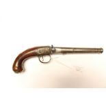 A Percusion cap pistol with 17cm long barrel with approx 15mm bore.