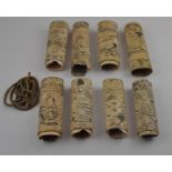 A collection of  assorted 19th cent Japanese Meiji period sectional ivory shinto scabbards.