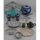 A collection of 15 Chinese predominately Qing period (1644-1912, items to include a small enamel