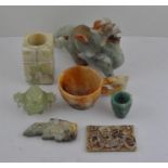 A collection of 20th cent Republic period and later Chinese jade and jadeite items including a