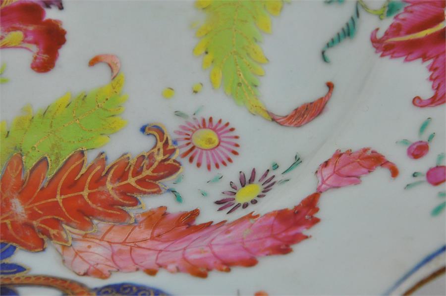 A Chinese Qianlong period porcelain " pseudo tobacco leaf" pattern meat plate. 38x31cms. - Image 5 of 7