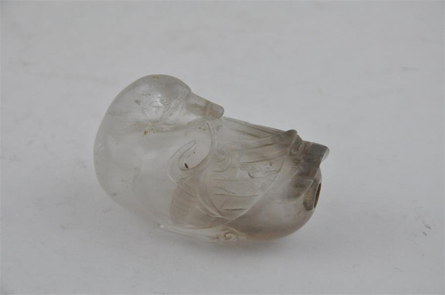 Chinese rock crystal carved in the form of a duck. 6cms long.