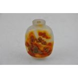 Chinese snuff bottle with mountain scene. 7 cms tall.