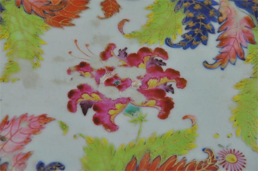 A Chinese Qianlong period porcelain " pseudo tobacco leaf" pattern meat plate. 38x31cms. - Image 4 of 7