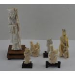 Assorted group of six ivory figures.