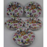 A collection of five Chinese porcelain Qianlong period "pseudo tobacco leaf "pattern plates. 23cms