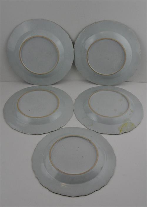 A collection of five Chinese porcelain Qianlong period "pseudo tobacco leaf "pattern plates. 23cms - Image 2 of 2