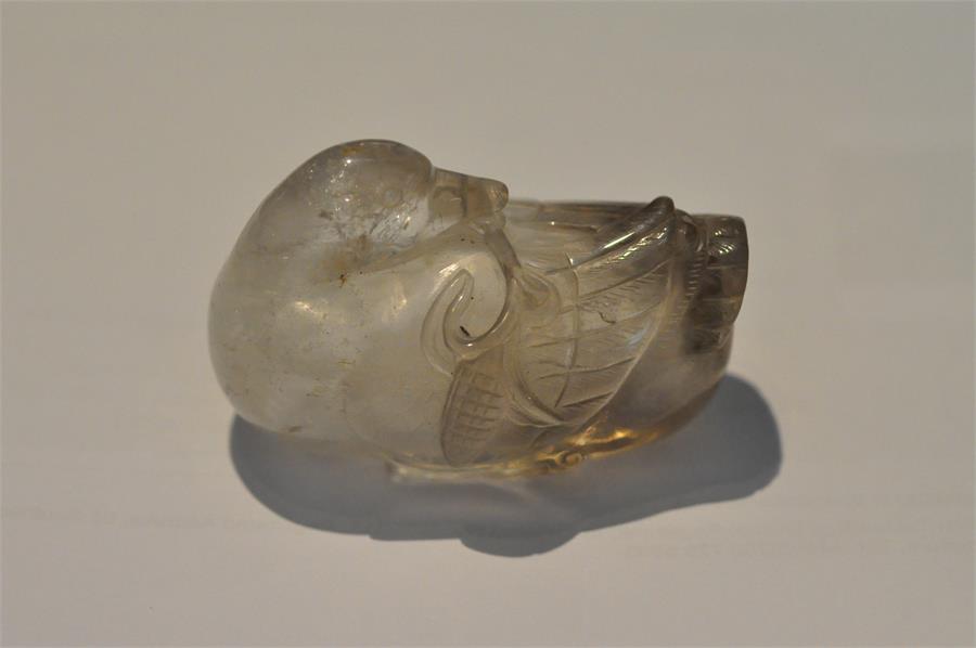 Chinese rock crystal carved in the form of a duck. 6cms long. - Image 7 of 18