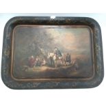 A 19th Century tolework tray with a painted scene after George Morland 'Morning,