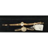 Two ladies gold wrist watches,