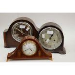 A mahogany cased Edwardian timepieces, Arabic numerals to dial, together with an oak cased,