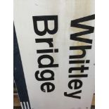 British Railways aluminium station sign, 'Whitley Bridge' late 20th century,